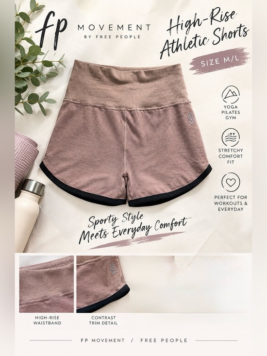 FP Movement by Free People Pants - FP Movement Women’s M/L High-Rise Athletic Shorts Mauve Pink Black Trim